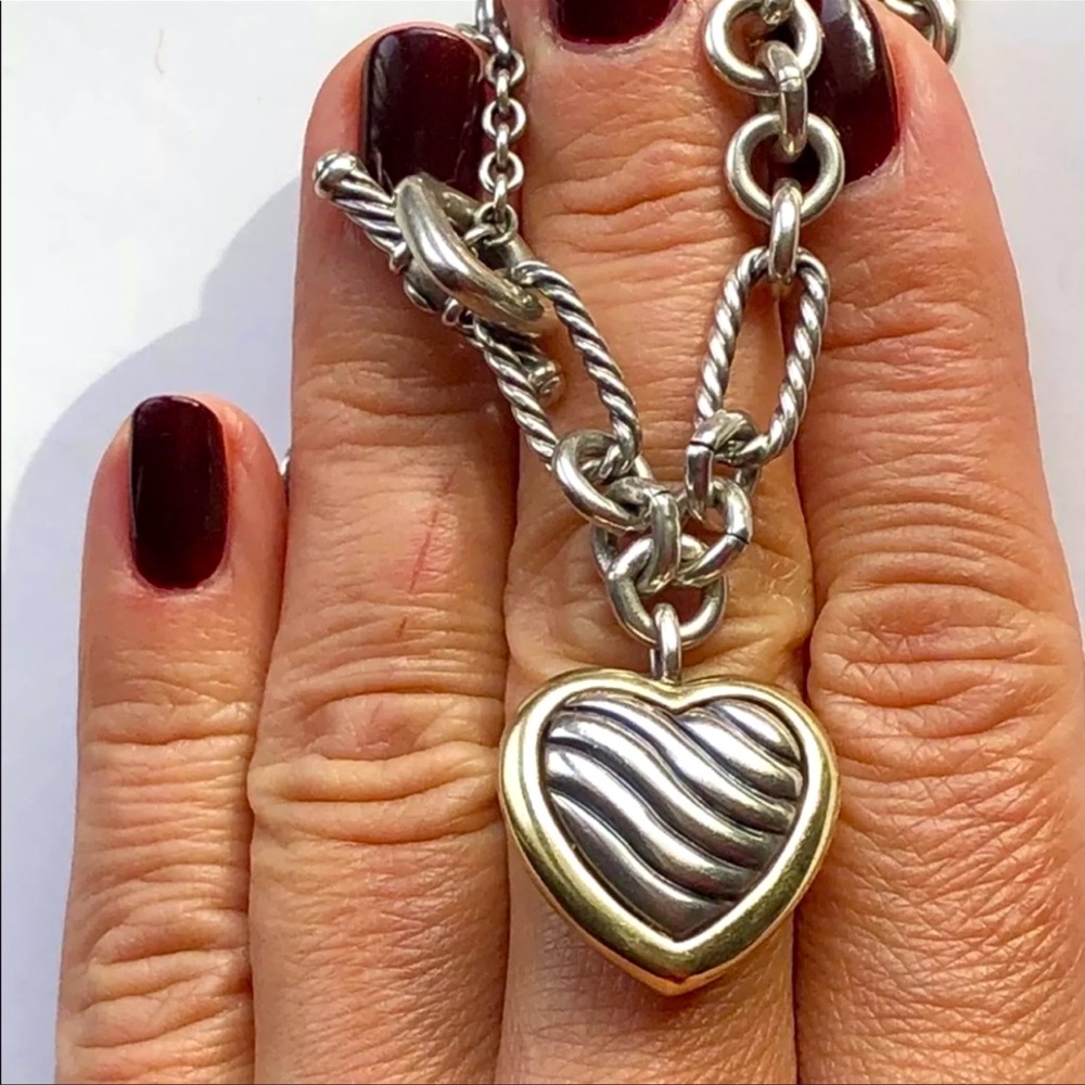 RETIRED 18” David Yurman two-tone heart choker necklace.